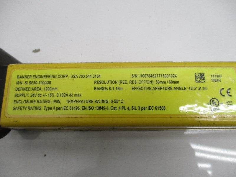 BANNER ENGINEERING SLSE30-1200Q8 24VDC .100A UNMP