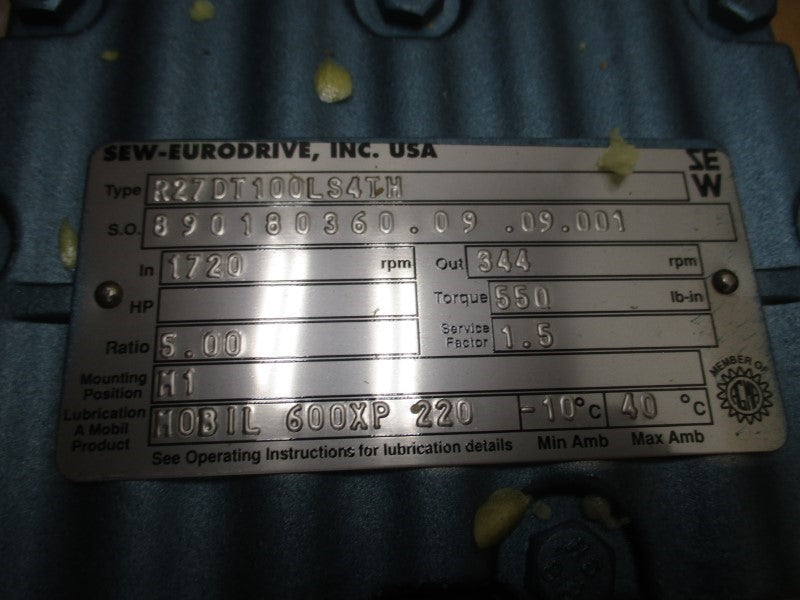 SEW-EURODRIVE R27DT100LS4TH 230/460V 8.6/4.3A NSMP