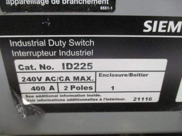 SIEMENS ID225 240VAC 400A NSNP