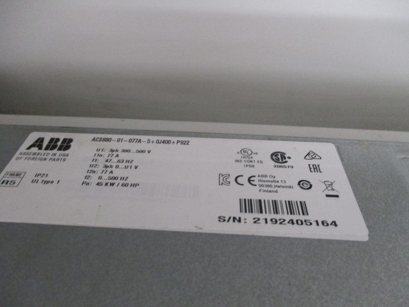 ABB ACS880-01-077A-5+C212+F253+G304+L526 460V 77A NSNP