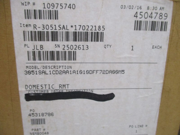 ROSEMOUNT 3051SAL1CD2AA1A1010DFF72DA00M5 10.5-42.4VDC NSMP
