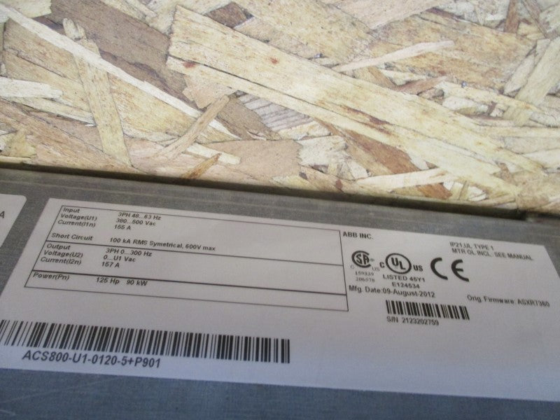 ABB ACS800-U1-0120-5+P901 F/W ASXR7360 380-500VAC 155A NSMP