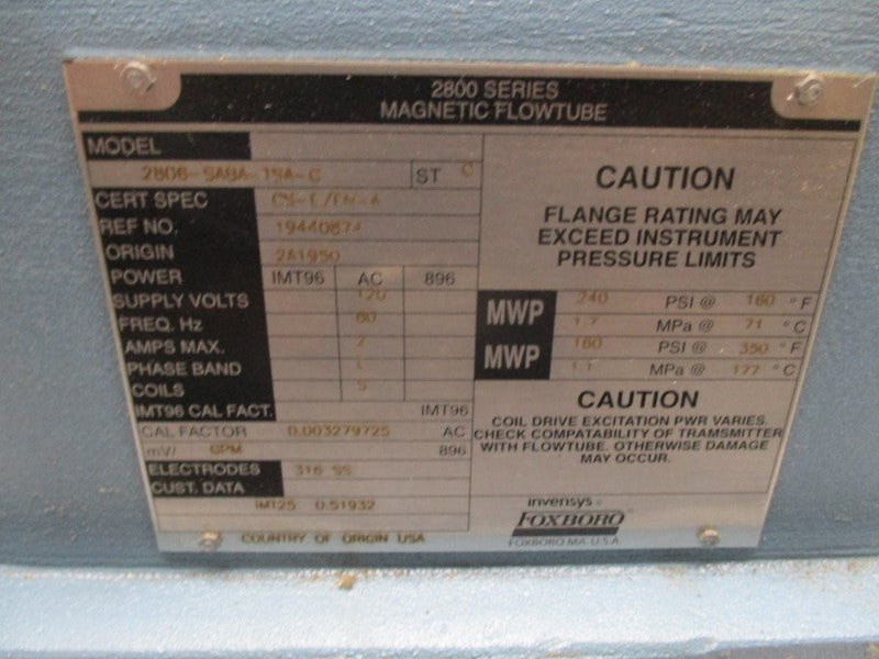 FOXBORO 2806-SABA-15A-C 120VAC 2A 160-240PSI NSNP