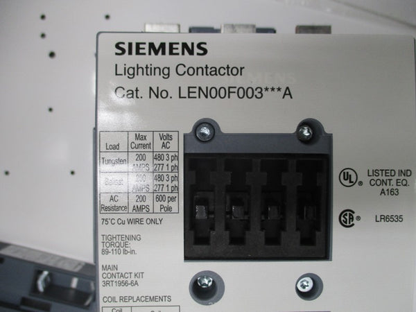 SIEMENS LEN01F003120A 110-127VDC 200A NSMP