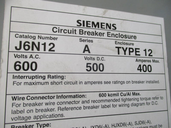 SIEMENS E12SJD6B200LINC 600V 200A NSMP