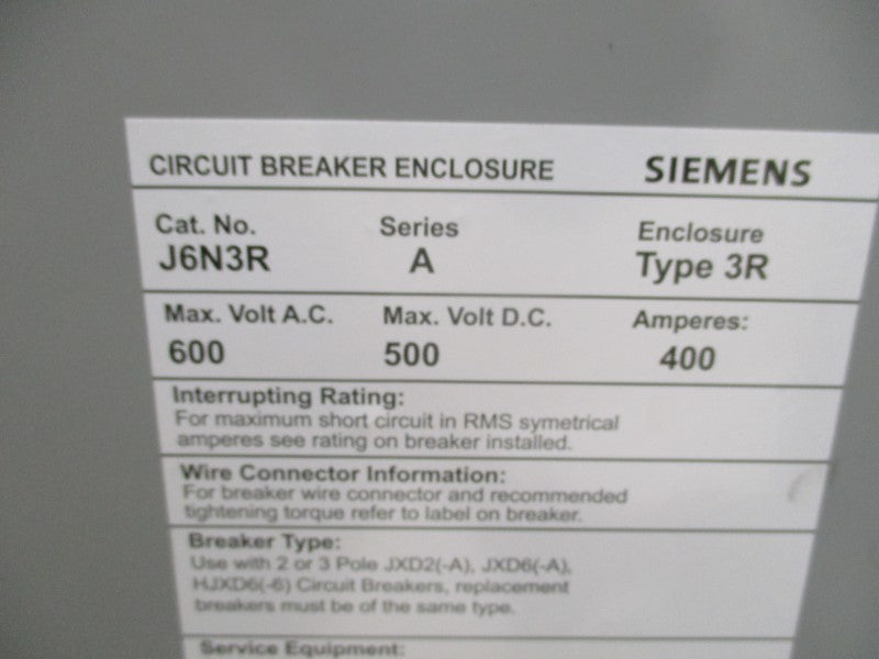 SIEMENS E3RSJD6B200LINC SER. E 600VAC 200A NSNP