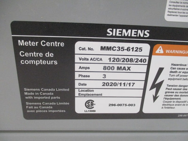 SIEMENS MMC35-6125 120/208/240VAC 800A NSFS