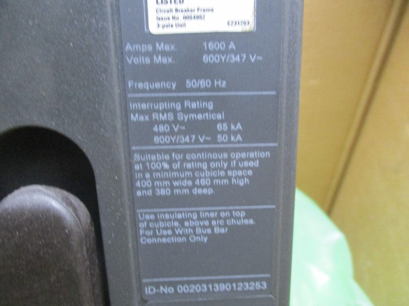 SIEMENS 3WL5116-3CB32-1AA2 480V 1600A NSMP