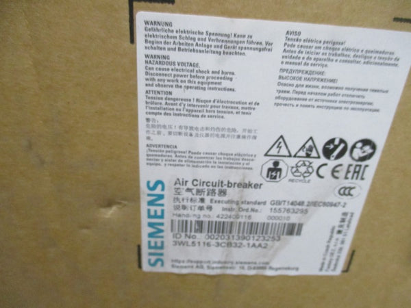 SIEMENS 3WL5116-3CB32-1AA2 480V 1600A NSMP