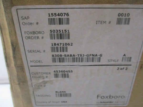 FOXBORO 8308-SABA-TSJ-GFNA-G SER. 8300 240PSI NSMP