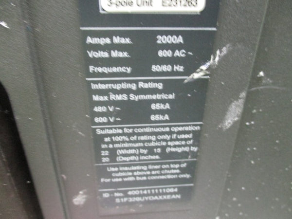 SIEMENS 3WL2112-4AS32-1AA0 600VAC 2000A NSMP