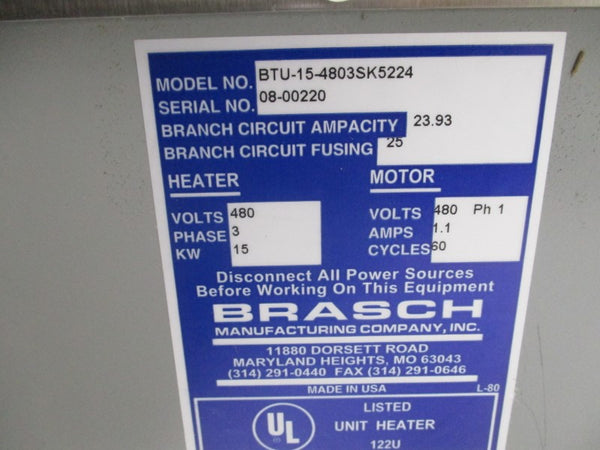 BRASCH BTU-15-4803SK5224 480V 23.93A NSNP