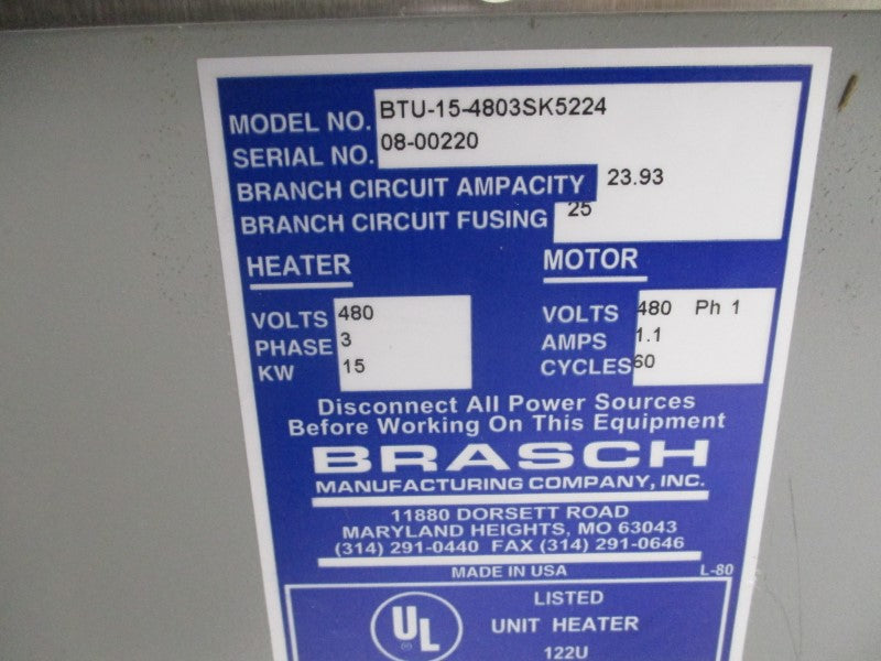 BRASCH BTU-15-4803SK5224 480V 23.93A NSNP