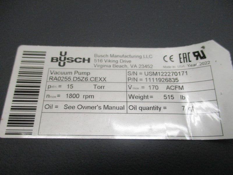 BUSCH RA0255.D5Z6.CEXX  1111926835 380-440V 13.3-15.5A NSMP
