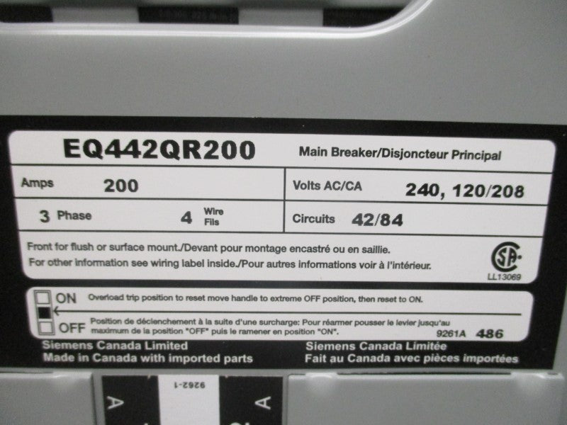 SIEMENS EQ442QR200 240/120/208 200A NSNP