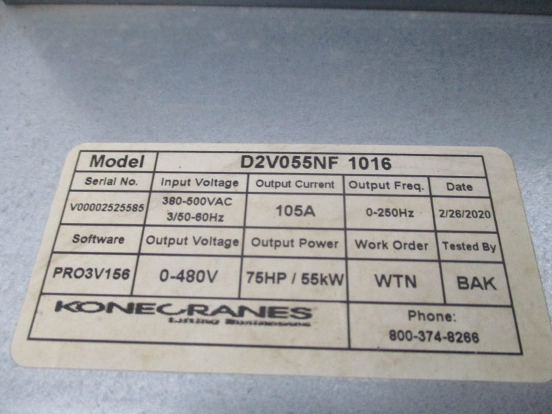 KONE CRANES D2V055NF1016 465-800VDC 160A NSNP
