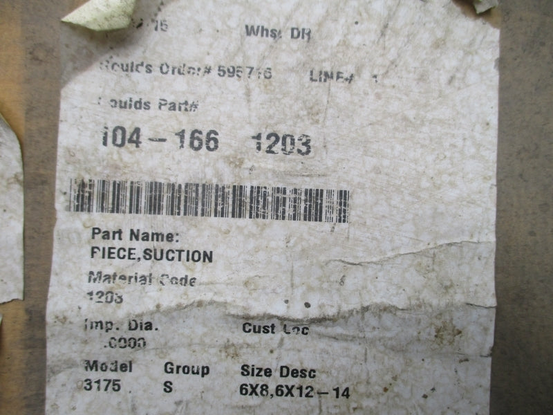 GOULDS 104-1661203 SUCTION PIECE 3175 6X8, 6X12-14 NSMP