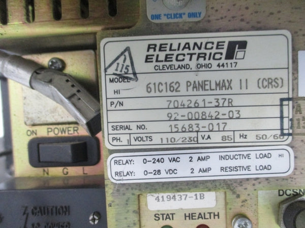 RELIANCE ELECTRIC 61C162PANELMAXII 704261-37R 240VAC 2A UNMP
