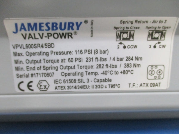 JAMESBURY 6" VPVL600SR4/5BD 7150312236XTZ1 116PSI NSNP