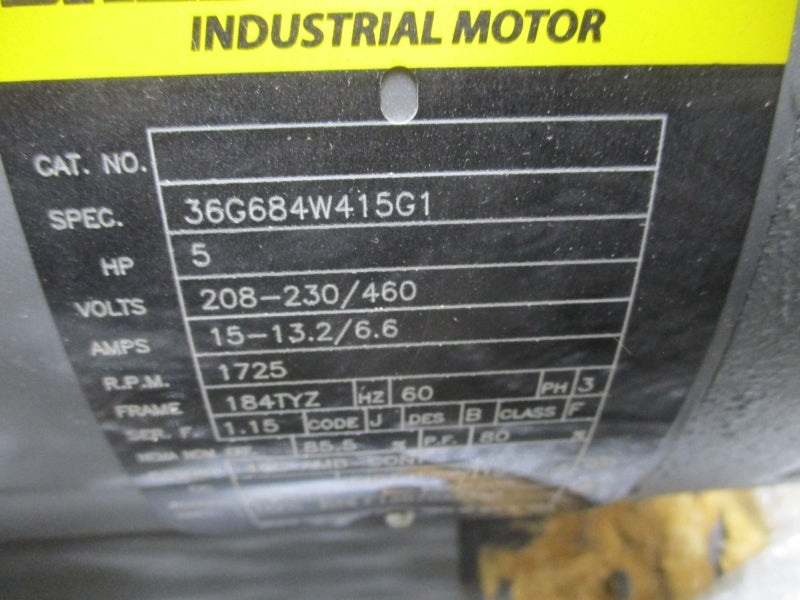 BALDOR 36G684W415G1 5 HP 60HZ TEFC 208-230/460V 15-13.2/6.6A NSMP