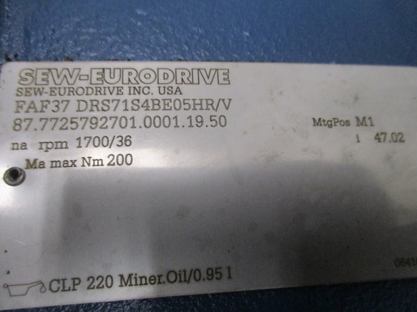 SEW-EURODRIVE FAF37DRS71S4BE05HR/V 460V 0.92A NSNP