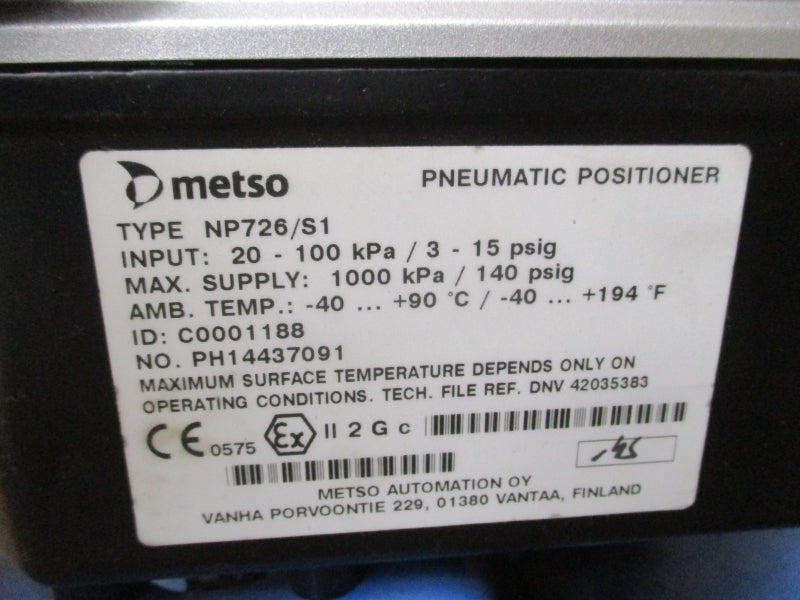 JAMESBURY METSO QPX2C/M WITH NP726/X1  100PSI NSNP