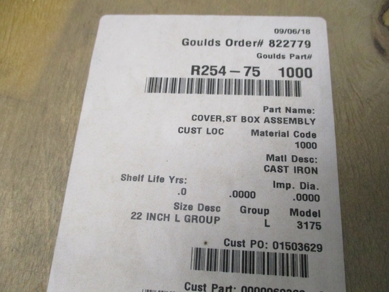 GOULDS R254-75 1000 STUFFING BOX COVER 22"  NSMP