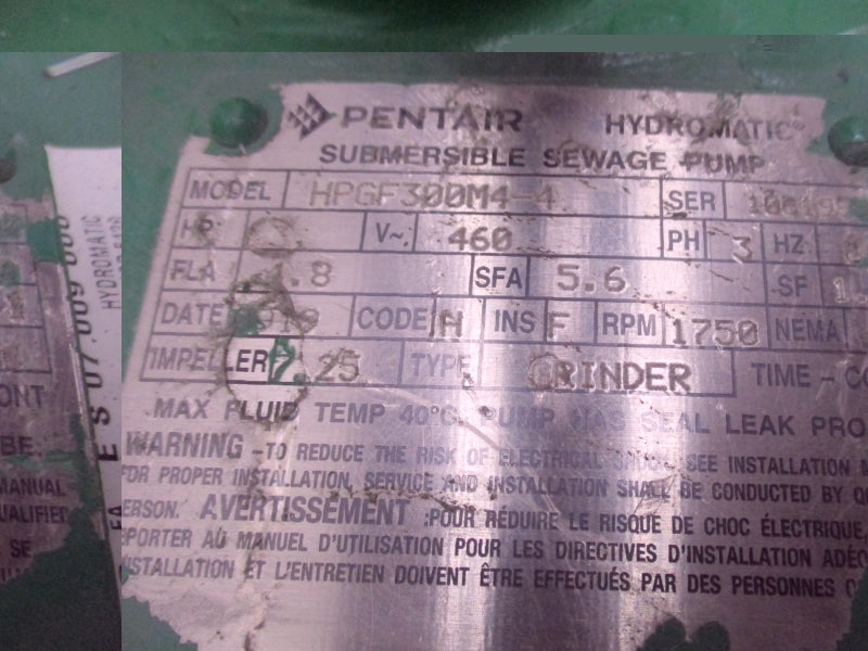 PENTAIR HPGF300M4-4 460V 4.8A UNMP
