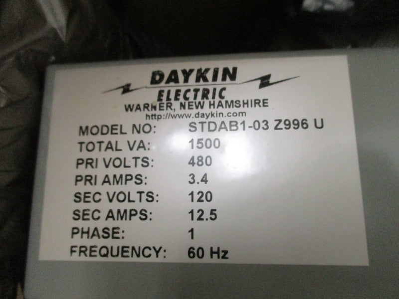 DAYKIN ELECTRIC STDAB1-03-Z996U 480V 3.4A NSMP