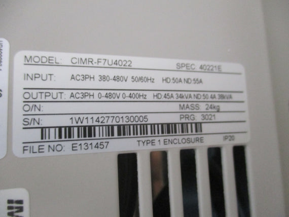 YASKAWA CIMR-F7U4022 380-480V 50A NSMP