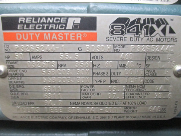 RELIANCE ELCTRIC P32G5244-1 50HP P32G5244C 460V 55.5A NSNP