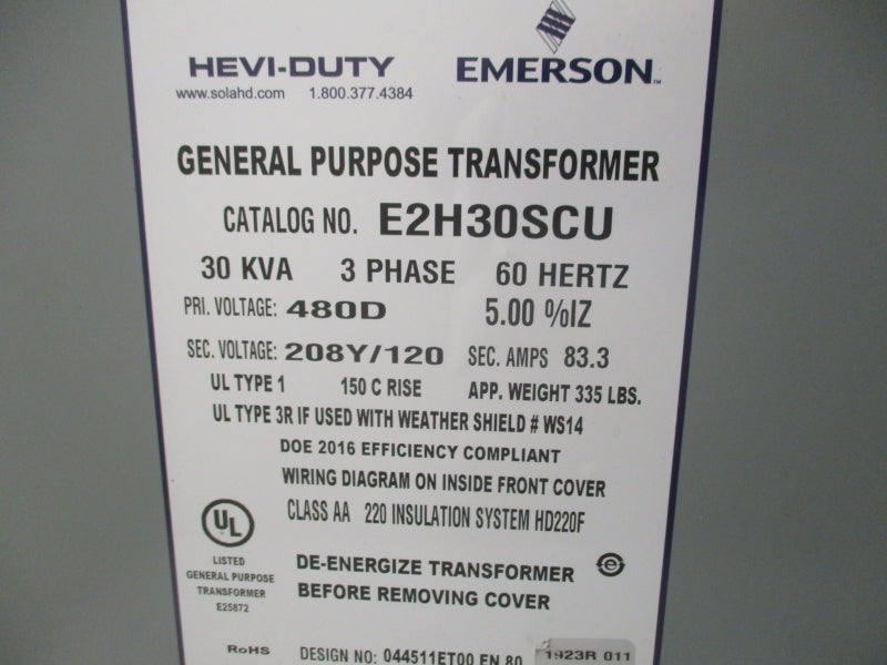 EMERSON E2H30SCU 480V 83.3A NSNP