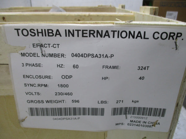 TOSHIBA 0404DPSA31A-P  10HP 230/460V 98/49.0A NSMP