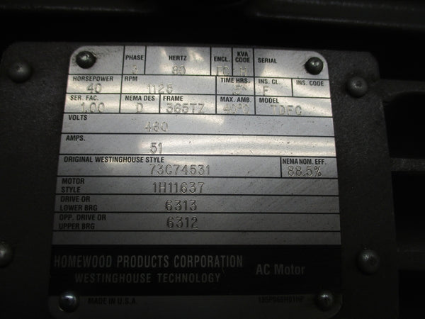WESTINGHOUSE TDFC 40HP 73C74531 460V 51A NSNP