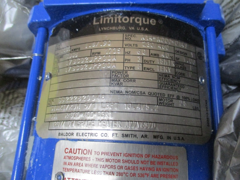 LIMITORQUE FLOWSERVE SMB-000 A14-A0000-0145 230/460V 1.8/.90A NSMP