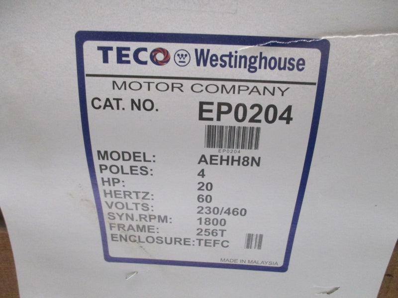 TECO WESTINGHOUSE EP0204 AEHH8N 20HP 230/460V 46.0/23.0A NSMP