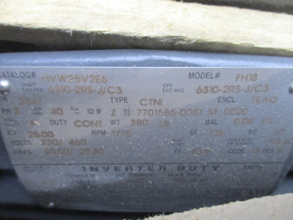 US MOTORS HVW25V2E6 25HP FH18 230/460V 60.00/27.80A NSFS