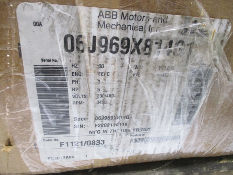 BALDOR 06J969X81461 TEFC 5 HP 230/460V 11.4/5.7A NSMP