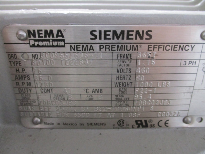 HAMMELMANN C1.00072.3554 75HP 460V 85A 5000PSI NSNP