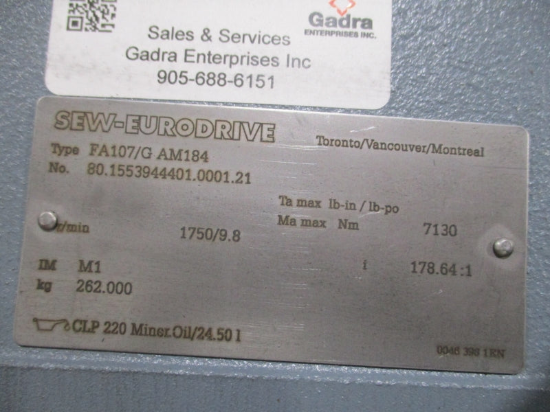 SEW-EURODRIVE FA107/GAM184 NSMP