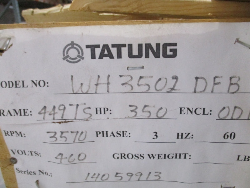 TATUNG WH3502DFB 350HP 3570 RPM 460V 384A NSMP