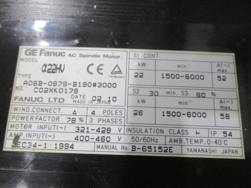 FANUC A06B-0879-B190#3000 400-460V 52/58A NSNP