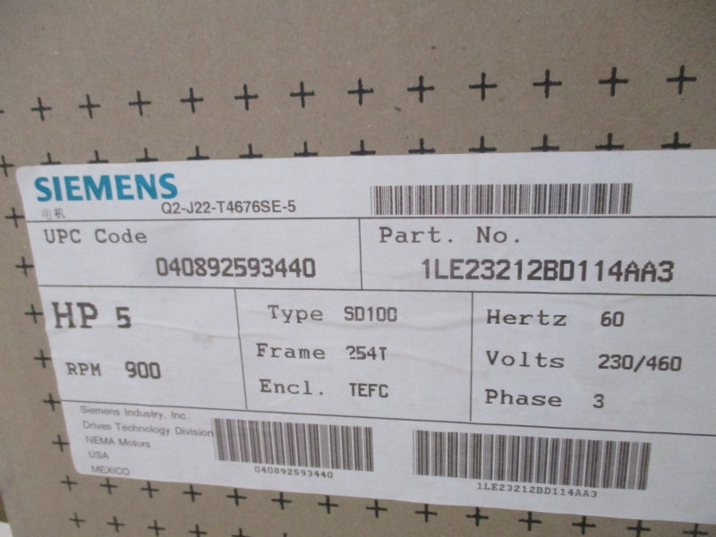 SIEMENS 1LE23212BD114AA3 230/460V 17.0/8.5A NSFS