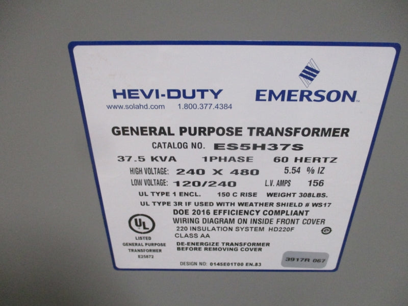 EMERSON ES5H37S 120/240V 156A NSNP
