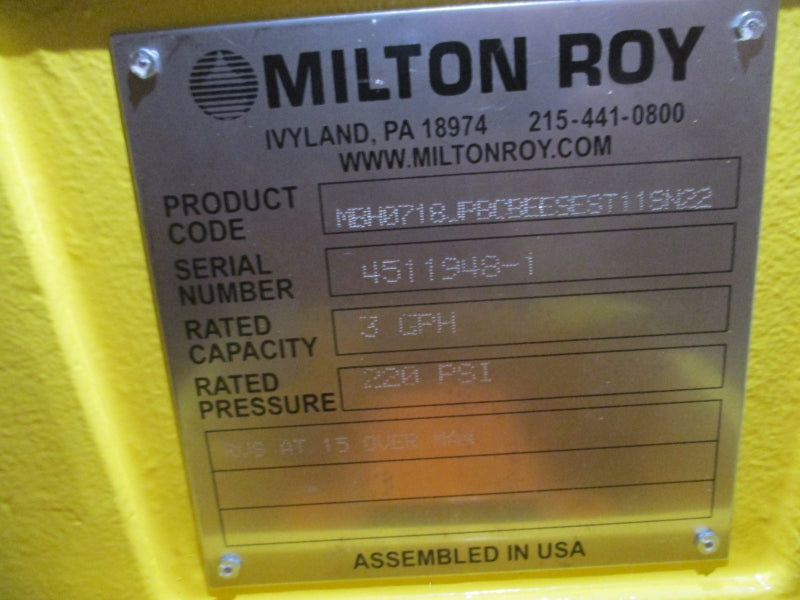 MILTON ROY MBH0718JPBCBEESEST11SN22 220PSI NSMP