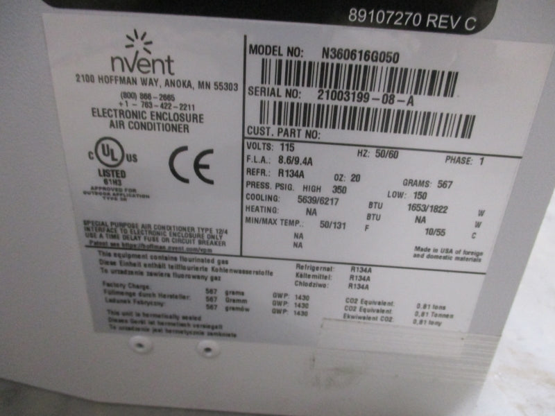 HOFFMAN N360616G050 115V 8.6/9.4A 150-350PSI NSMP