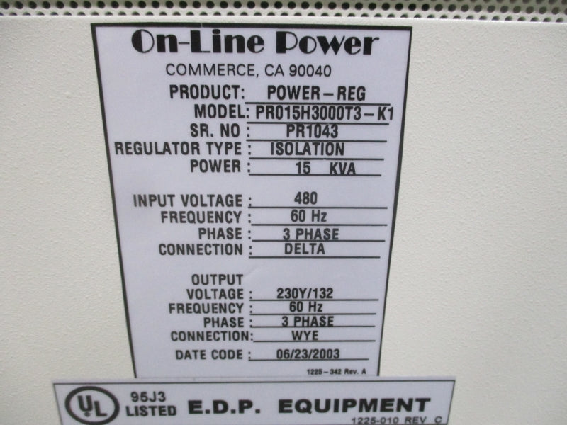 ON-LINE POWER PR015H3000T3-K1 480V NSNP