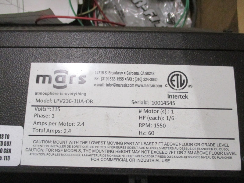 MARS LPV236-1UA-OB 115V 2.4A NSMP