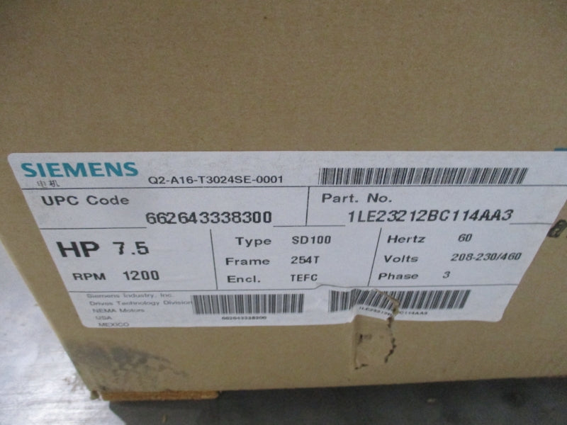 SIEMENS 1LE23212BC114AA3 208-230/460V NSFS