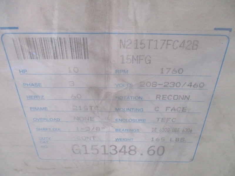 LEESON 10 HP  1760 RPM N215T17FC42B G151348.60 208-230/460V NSFS